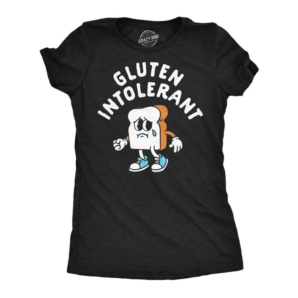 Womens Funny T Shirts Gluten Intolerant Sarcastic Food Joke Tee For Ladies